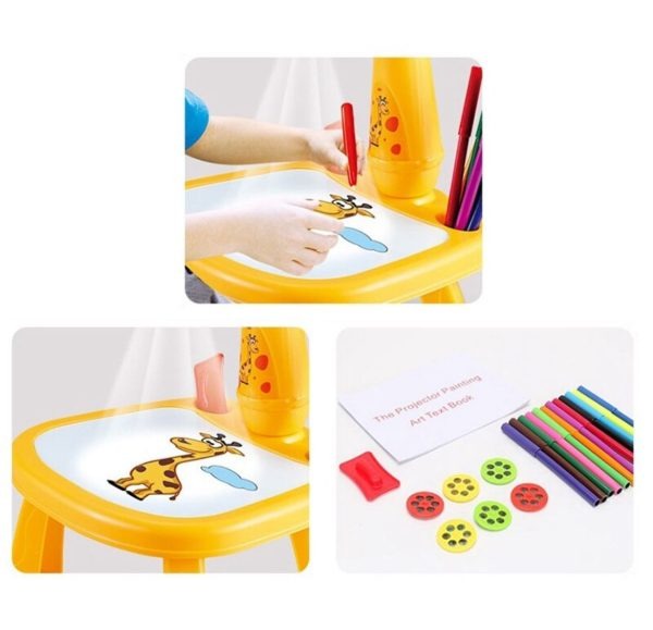 Giraffe Drawing Board with Led Projector Light-Kids Painting Table