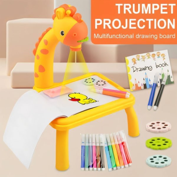 Giraffe Drawing Board with Led Projector Light-Kids Painting Table