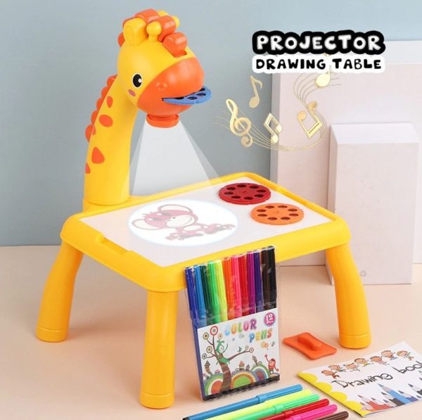 Giraffe Drawing Board with Led Projector Light-Kids Painting Table