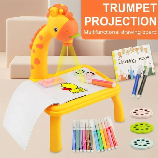 Giraffe Drawing Board with Led Projector Light-Kids Painting Table